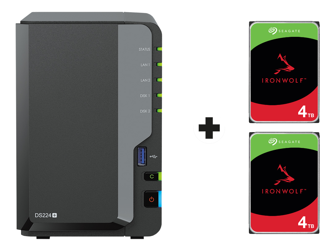 SYNOLOGY DiskStation DS224+ mit 2x 4TB Seagate IronWolf (HDD 