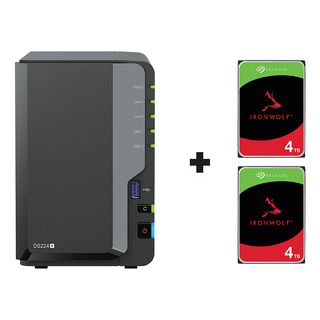 SYNOLOGY DiskStation DS224+ avec 2 disques durs Seagate IronWolf de 4 To - NAS (HDD, SSD, 8 TB, Noir)