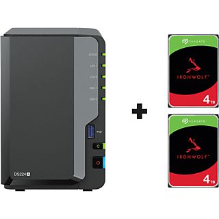 SYNOLOGY DiskStation DS224+ mit 2x 4TB Seagate IronWolf (HDD) - NAS (HDD, SSD, 8 TB, Schwarz)