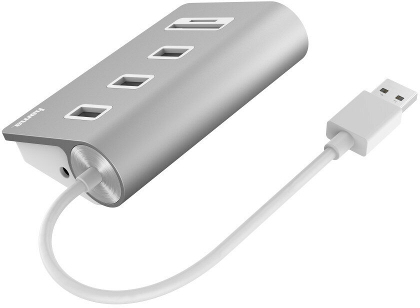 Hub HAMA USB 2.0 3xUSB-A + czytnik kart SD/MicroSD Srebrny