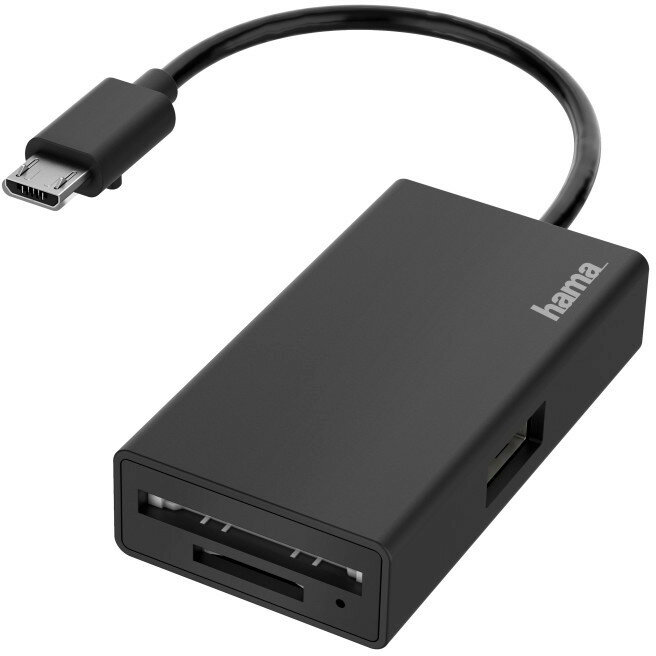 Hub HAMA USB 2.0 1xUSB-A + czytnik kart SD/MicroSD Czarny