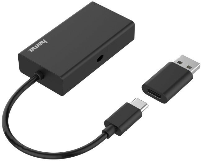 Hub HAMA USB 2.0 1xUSB-A + czytnik kart SD/MicroSD Czarny