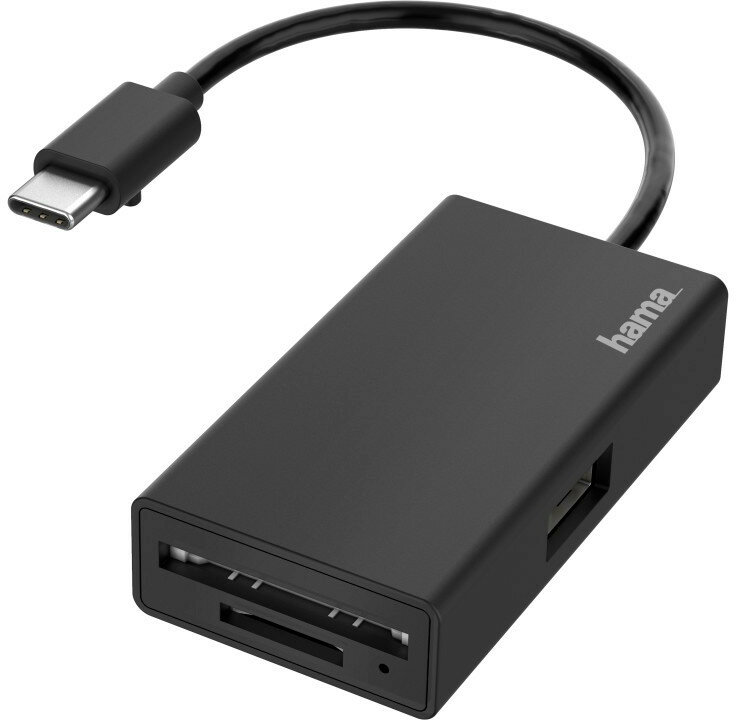 Hub HAMA USB-C - 1xUSB-A + czytnik kart SD/MicroSD Srebrny
