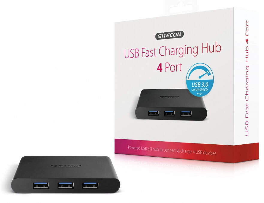Hub USB SITECOM CN-085 4x USB 3.0 Fast Charging z zasilaniem