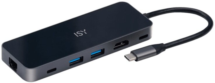Adapter wieloportowy ISY IAD-1024 5w1 USB-C - 2x USB-A/HDMI/2x USB-C/RJ-45