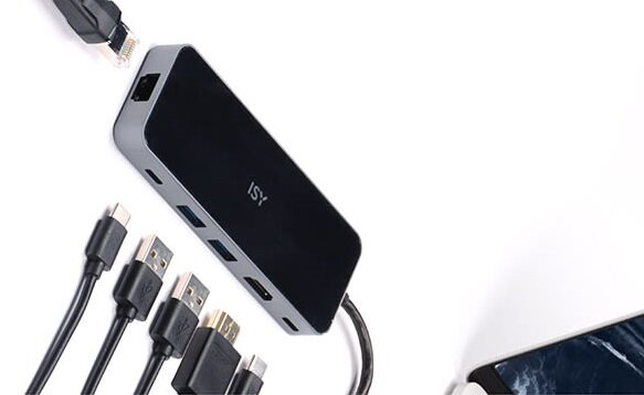 Adapter wieloportowy ISY IAD-1024 5w1 USB-C - 2x USB-A/HDMI/2x USB-C/RJ-45