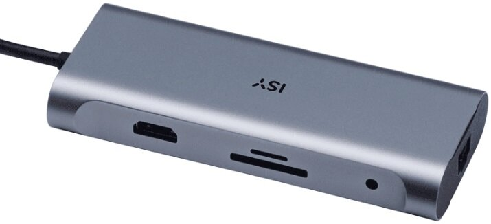 Adapter wieloportowy ISY IAD-1025 6w1 USB-C - 3x USB-A/USB-C/HDMI/RJ-45/Jack 3.5mm/czytnik kart SD,microSD