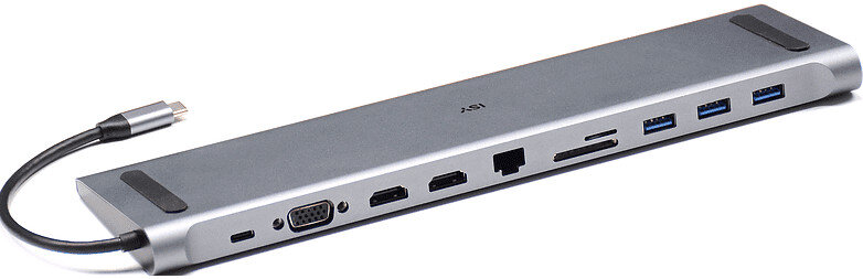 Adapter wieloportowy ISY IDO-1000 USB-C - 3x USB 3.1 typu A, 2x HDMI, 1x VGA, 1x SD i MicroSD, 1x 3,5 mm, 1x USB-C