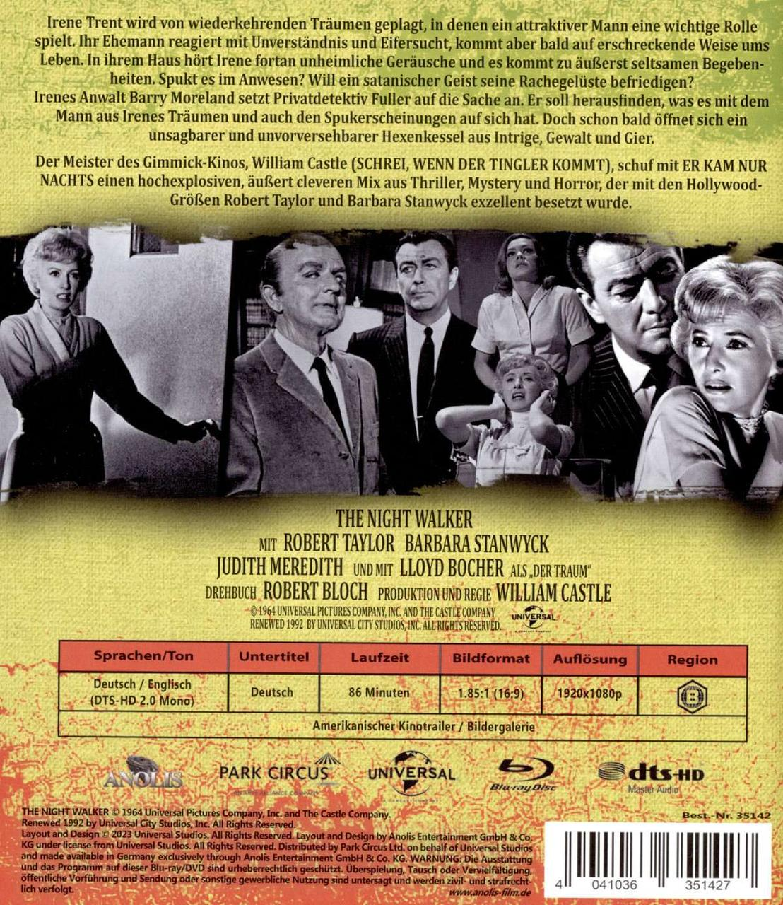 Filmplakat von The Night Walker. Schwarzweiß mit Bildern von Schauspielern.