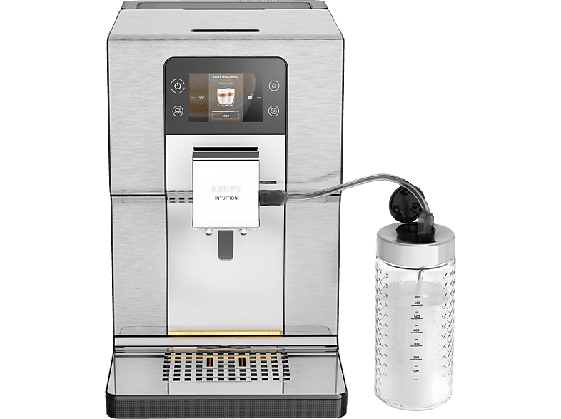 KRUPS EA877D Intuition Experience+ Kaffeevollautomat Schwarz/Silber | Kaffeevollautomat mit Milchschlauch