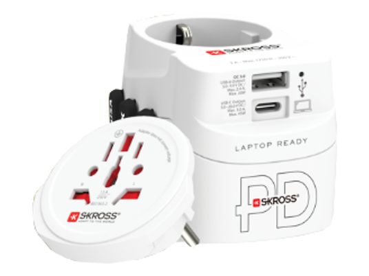 SKROSS World Travel Pro Light USB A/C 45 PD - Reiseadapter (Weiss)