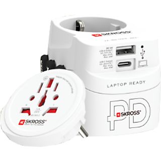 SKROSS World Travel Pro Light USB A/C 45 PD - Adaptateur de voyage (Blanc)