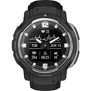 GARMIN Instinct Crossover - Standard Edition - Montre Smartwatch GPS hybride (135 - 230 mm, silicone, Noir/Argent)