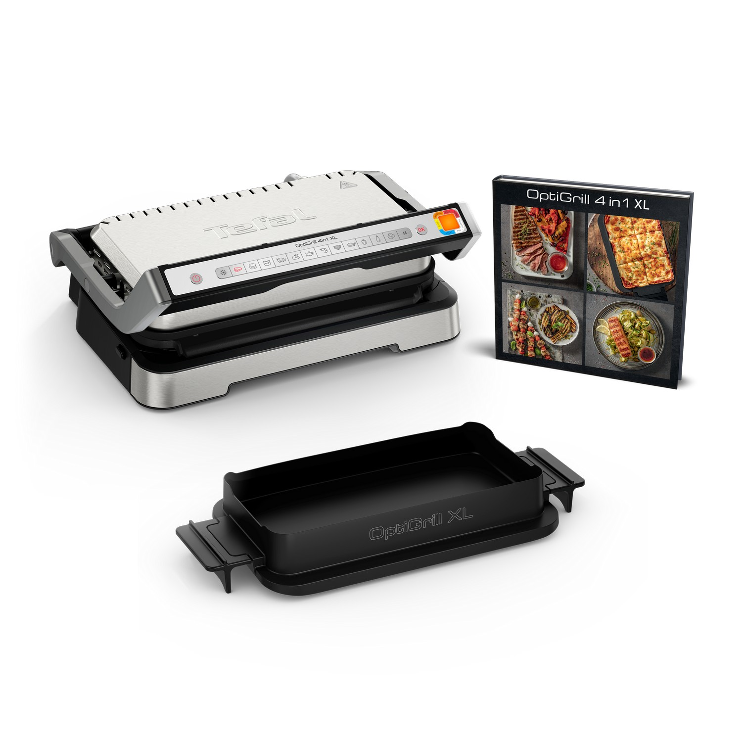 Tefal OptiGrill 4-in-1 XL. Grill met bak en receptenboek. Zilver en zwart.