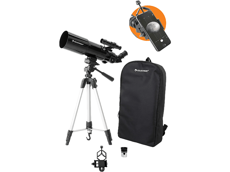 CELESTRON Travel Scope 80 - Teleskop + Smartphone Adapter (Schwarz)
