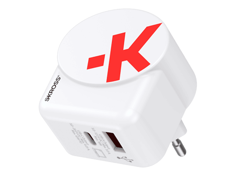 SKROSS Euro Charger 2xUSB A/C 45 PD - Reiseadapter (Weiss)