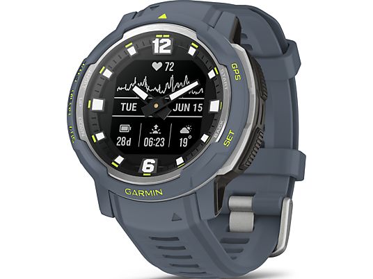 GARMIN Instinct Crossover - Standard Edition - Hybrid GPS-Smartwatch (135 - 230 mm, Silikon, Granitblau/Silber)