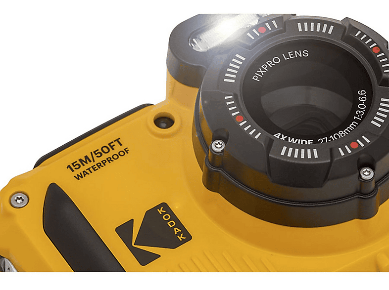 Kodak Pixpro WPZ2 Unterwasserkamera mit 2x Akku und 16 GB Speicherkarte, Gelb; Kompaktkamera — Foto 4 von 4
