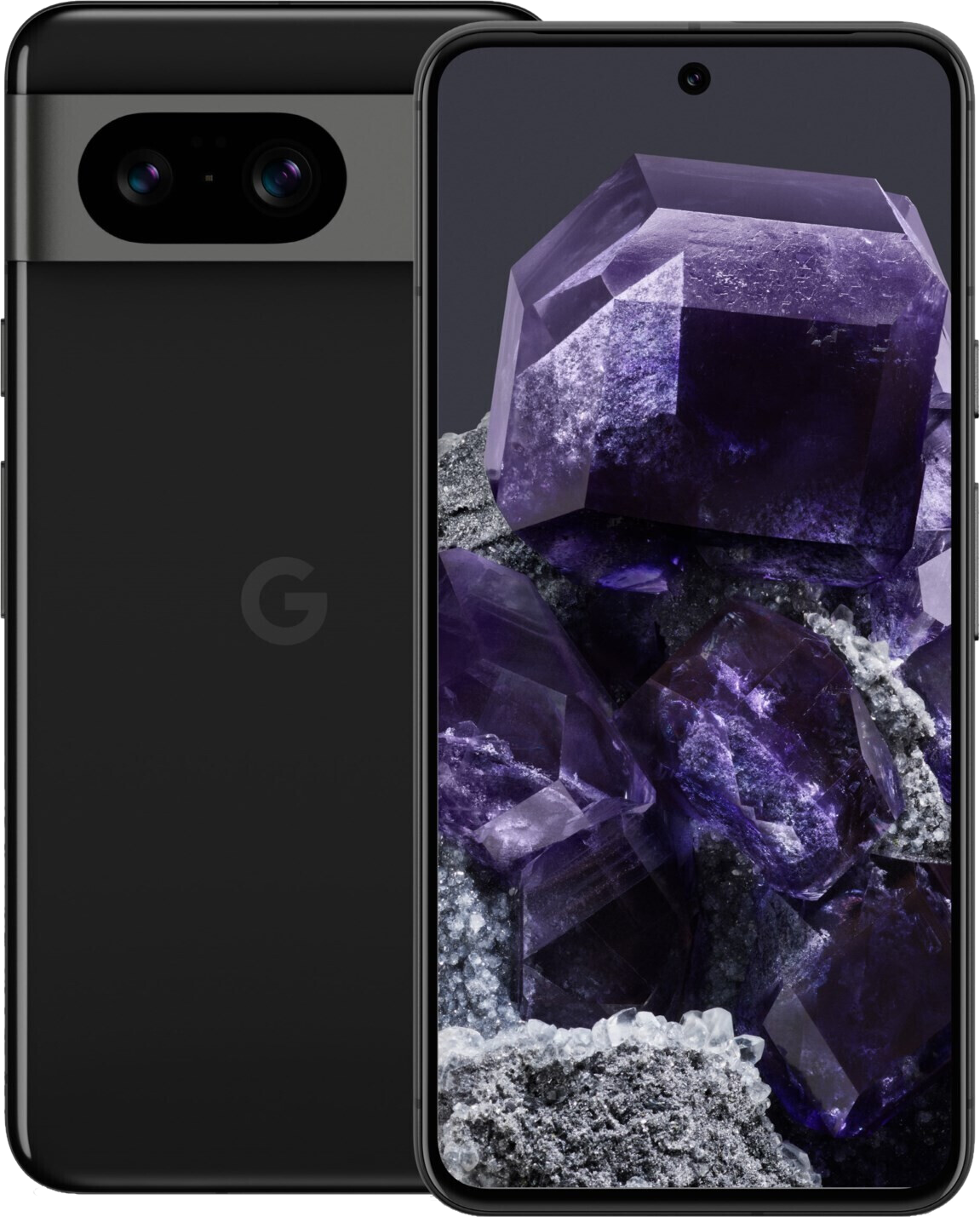 Schwarzes Smartphone mit Dual-Kamera, Rückseite des Telefons, auf weißem Hintergrund.
