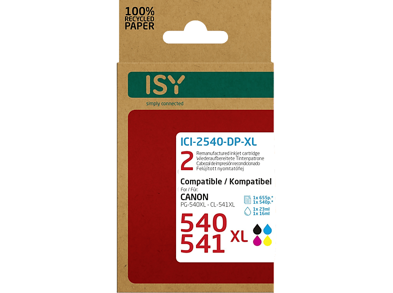 ISY 540xl Zwart + 541xl Cyaan / Magenta Geel Duopack