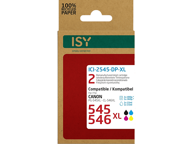 ISY 545xl Zwart + 546xl Cyaan / Magenta Geel Duopack