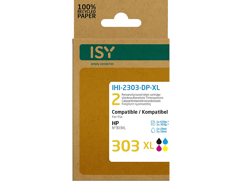 ISY HP 303XL Inktcartridge Multipack Zwart & Kleur