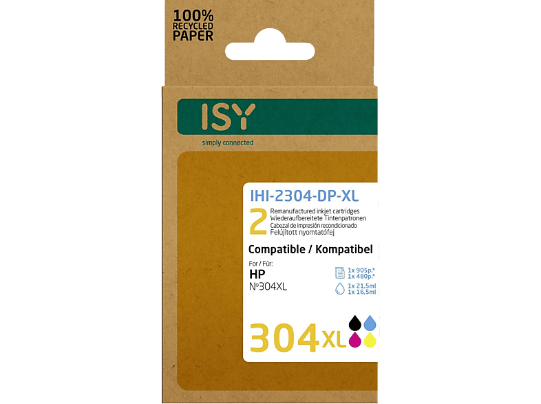 ISY 304xl Zwart En Cyaan / Magenta Geel Duopack