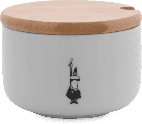 BIALETTI Y0TZ102 Porcelán cukortartó bambusz tetővel, fehér