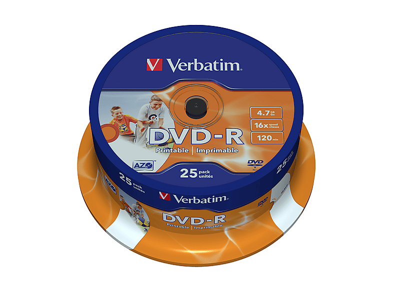 VERBATIM Rohlinge DVD-R 4.7 GB 16x, 25er Spindel printable (43538); DVD-R Rohlinge — Foto 3 von 5
