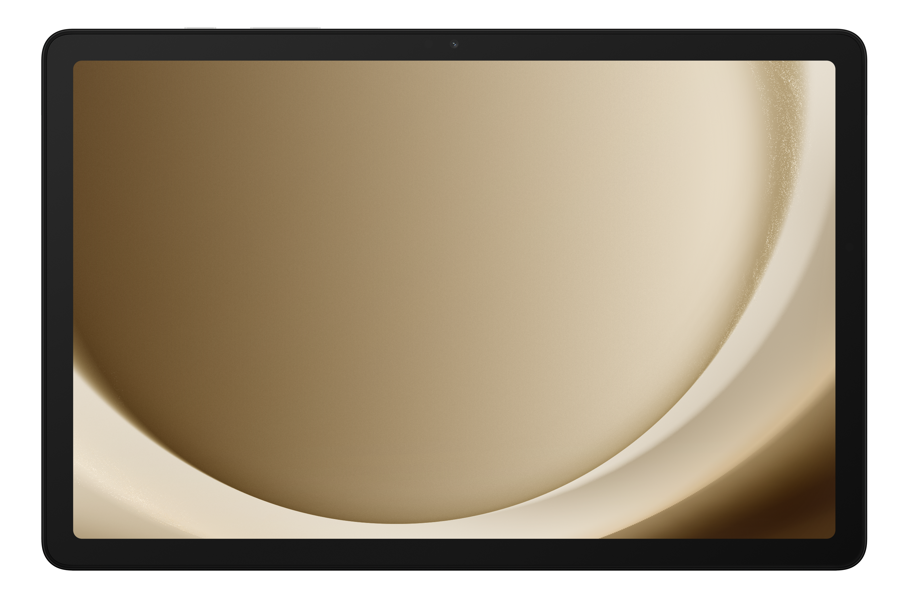 Tablet mit goldfarbenem Display und schwarzem Rahmen.