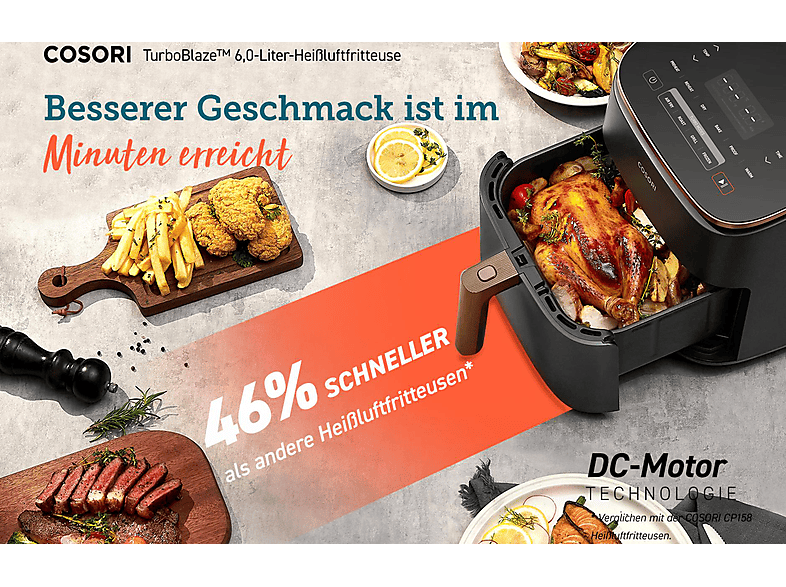 COSORI CAF-DC602-KEUR Turbo Blaze 6.0 Liter Heißluftfritteuse