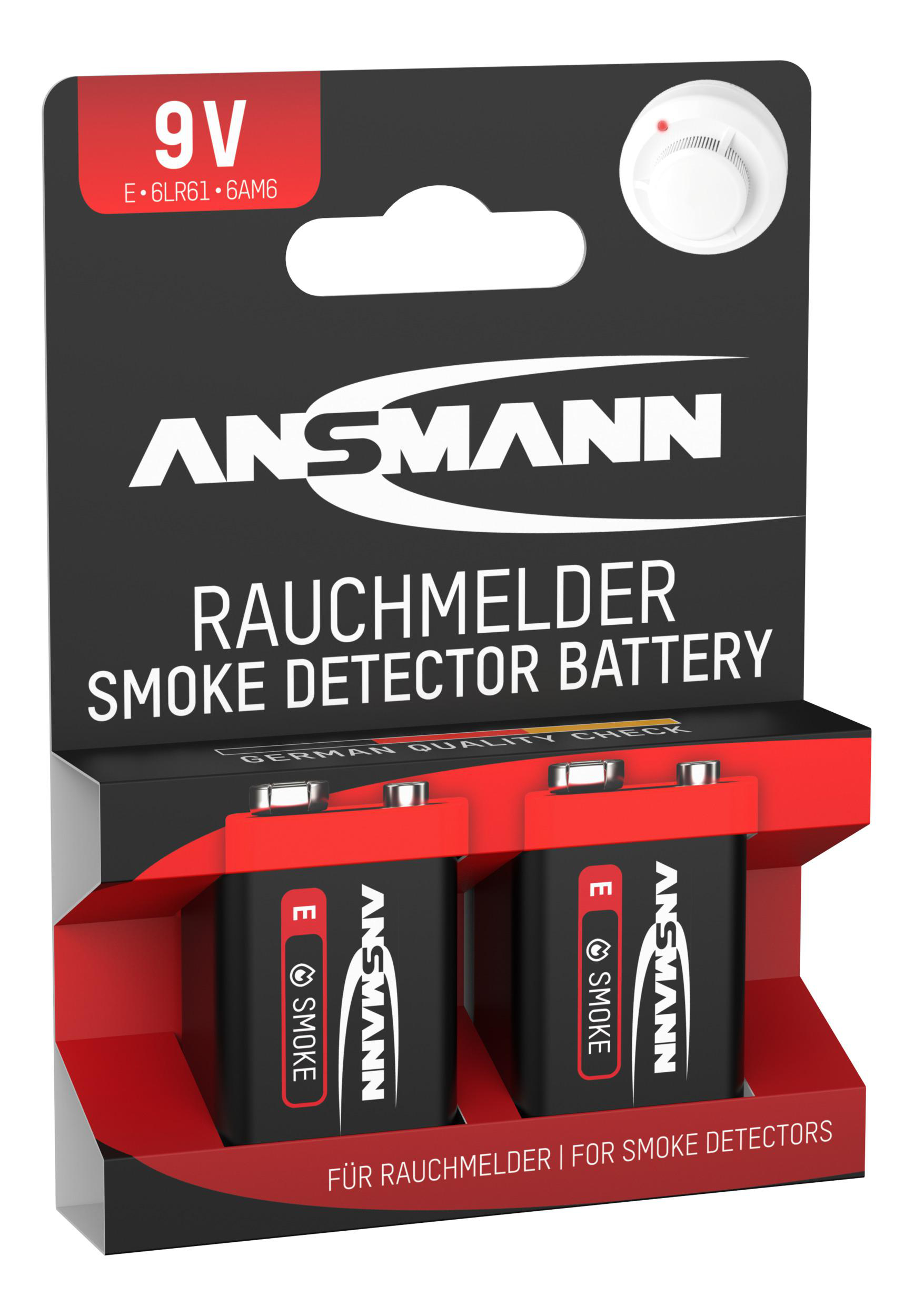 Pack Rauchmelderbatterien. Weißer Hintergrund.