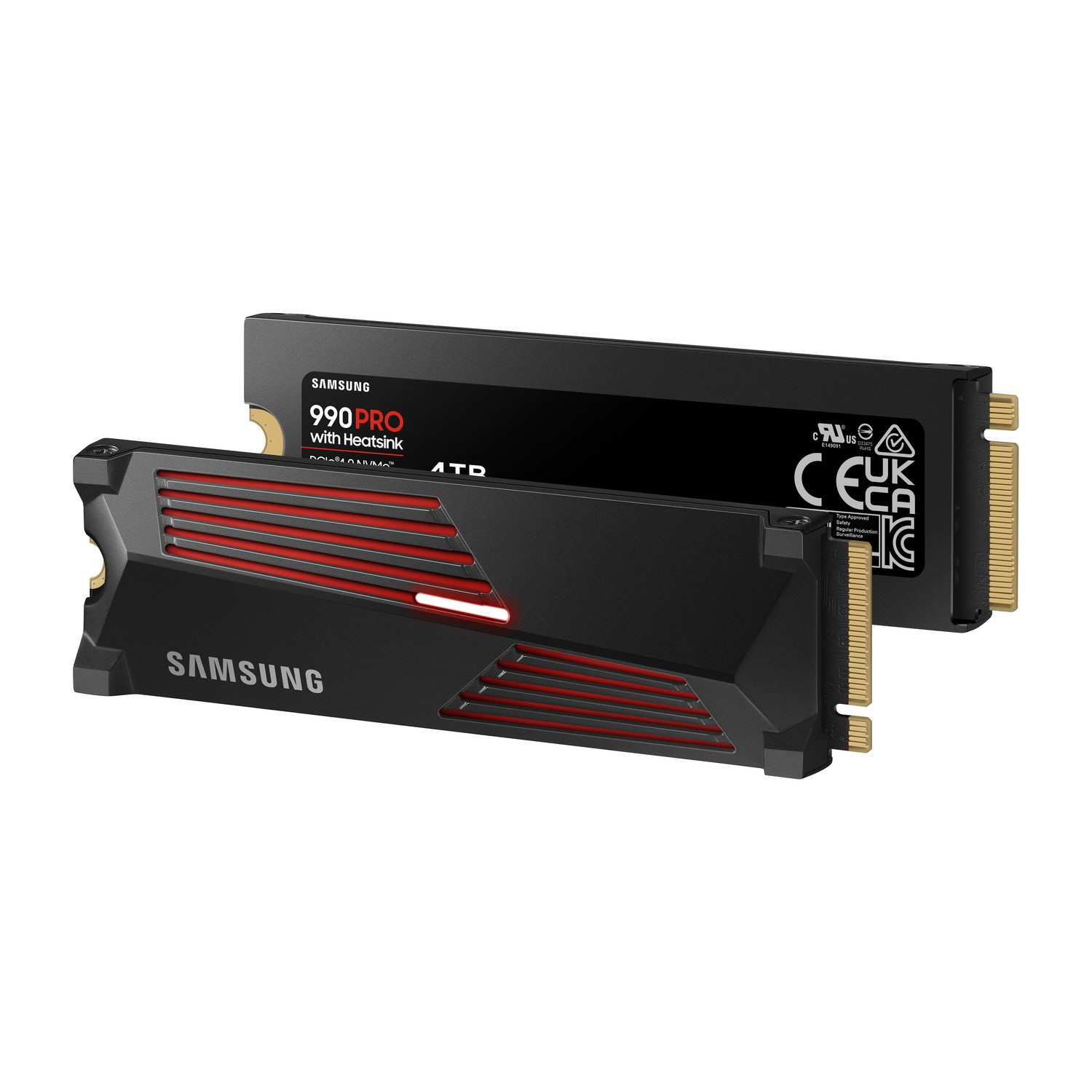 Twee zwarte Samsung SSD's met rode streep.
