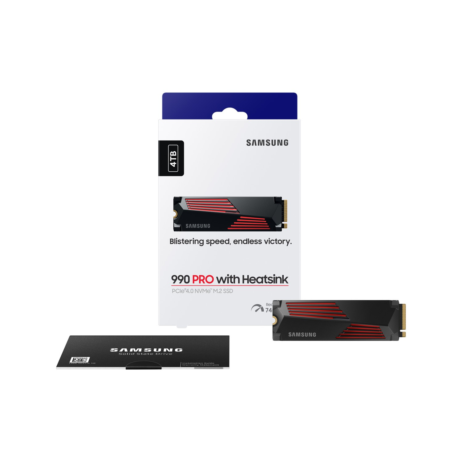 SSD-verpakking met Samsung-merk en de SSD zelf.