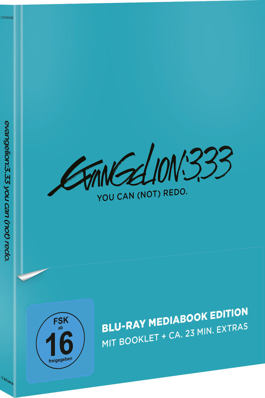 Blaue DVD-Hülle. Titel: Evangelion: 3.33 You Can (Not) Redo. Mit Blu-ray Mediabook Edition.