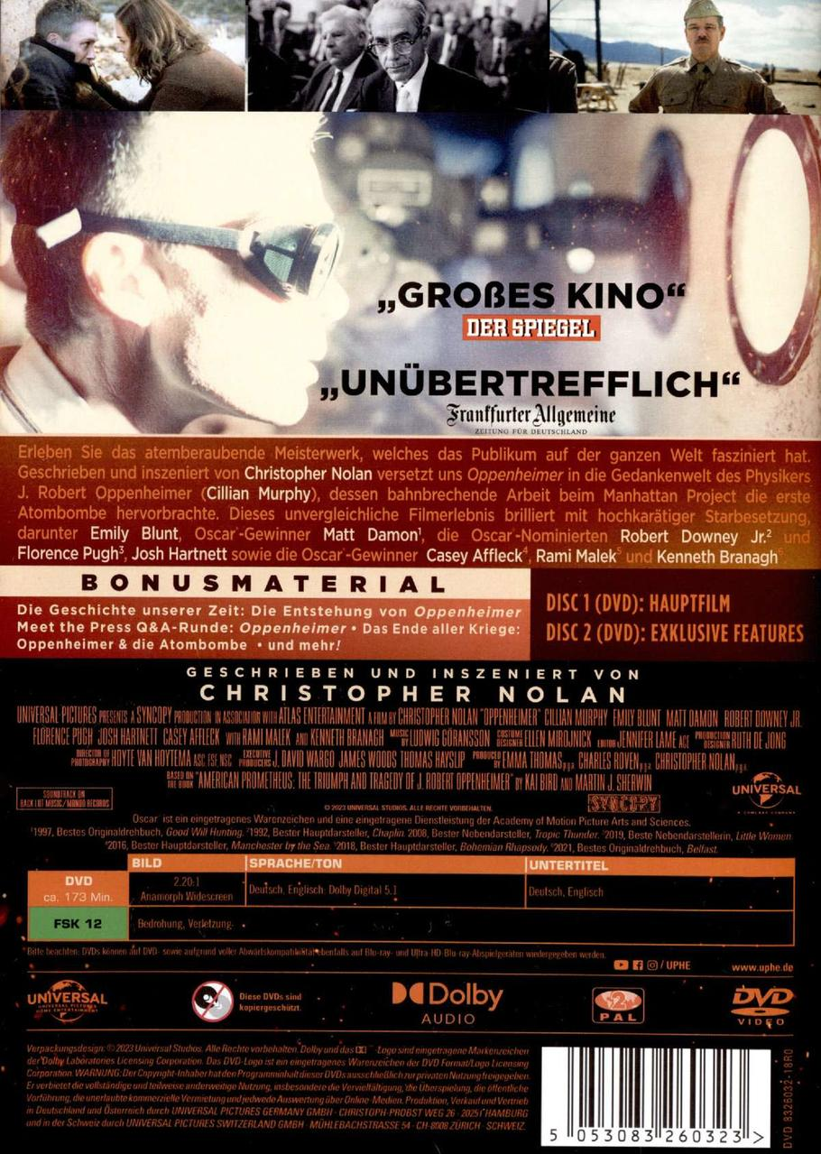 DVD-Hülle hinten mit Filmtitel und Credits. Filmszenen und Text. Schwarz und Weiß.