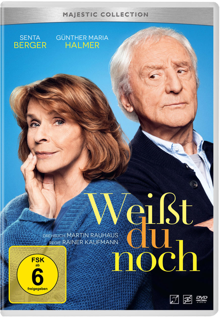 DVD-Cover mit zwei älteren Personen. Titel "Weisst du noch". Blauer Hintergrund.