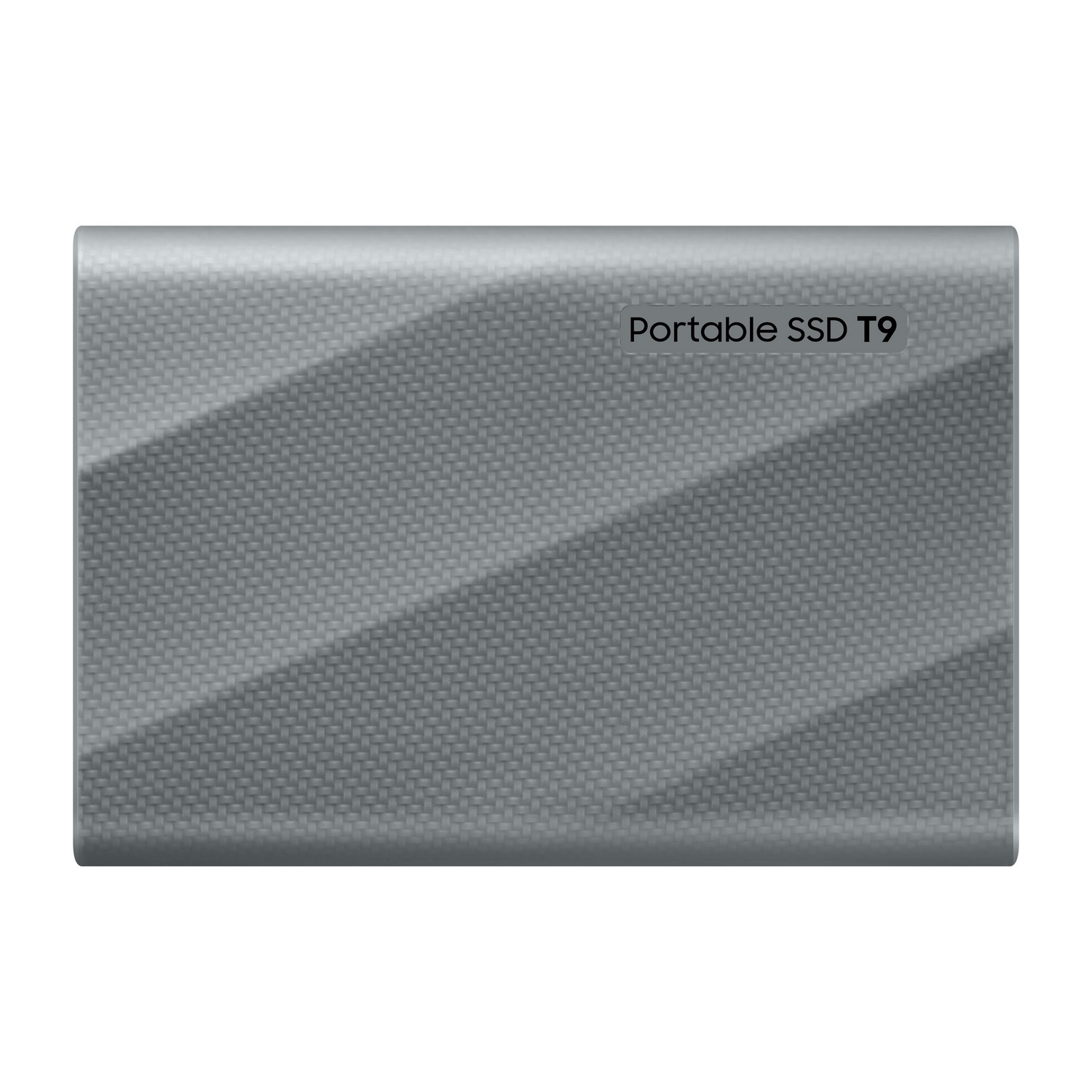 Un SSD portable argenté avec le texte "Portable SSD T9".