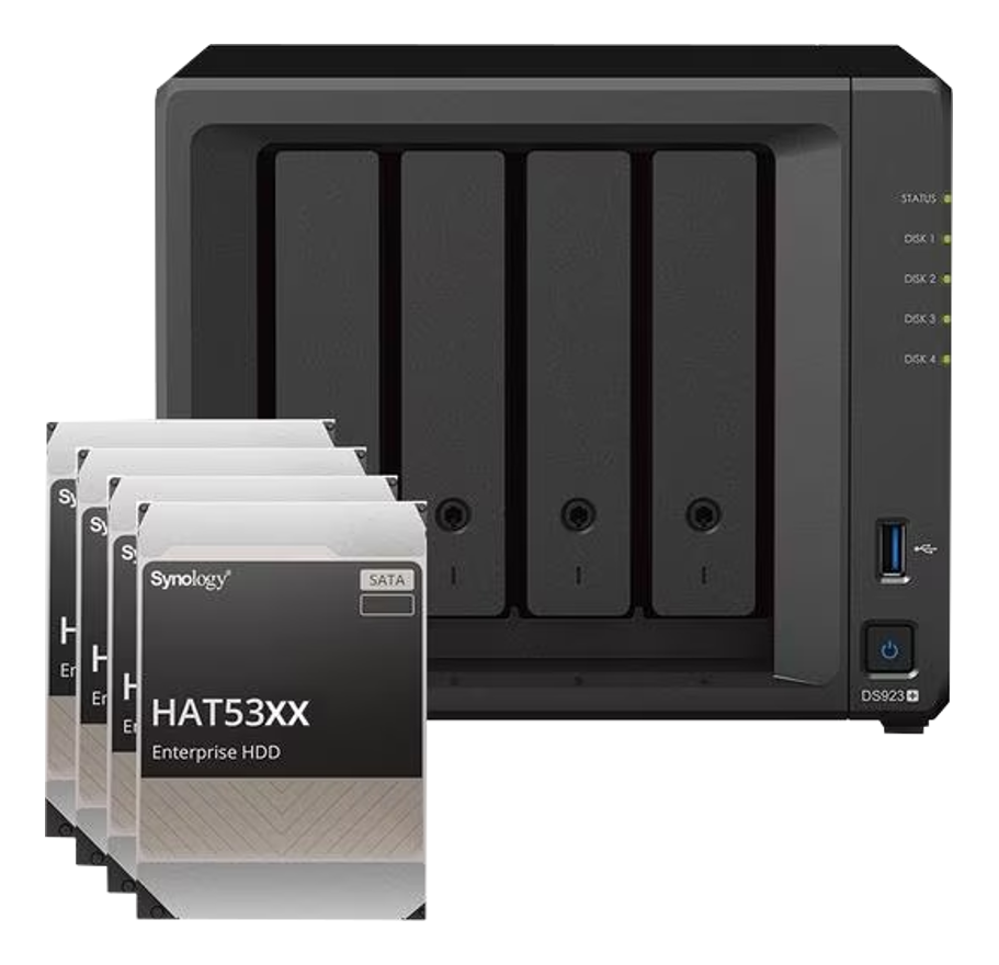 外付けハードディスク・ドライブ Synology DS923+ SYNOLOGY DS923+ Syno HAT53x 48 TB | NAS (HDD, 48 TB, Schwarz