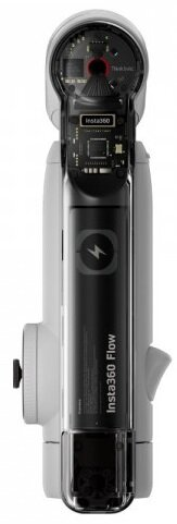 Stabilizator Insta360 Flow, biało-czarny, pokazujący komponenty wewnętrzne.
