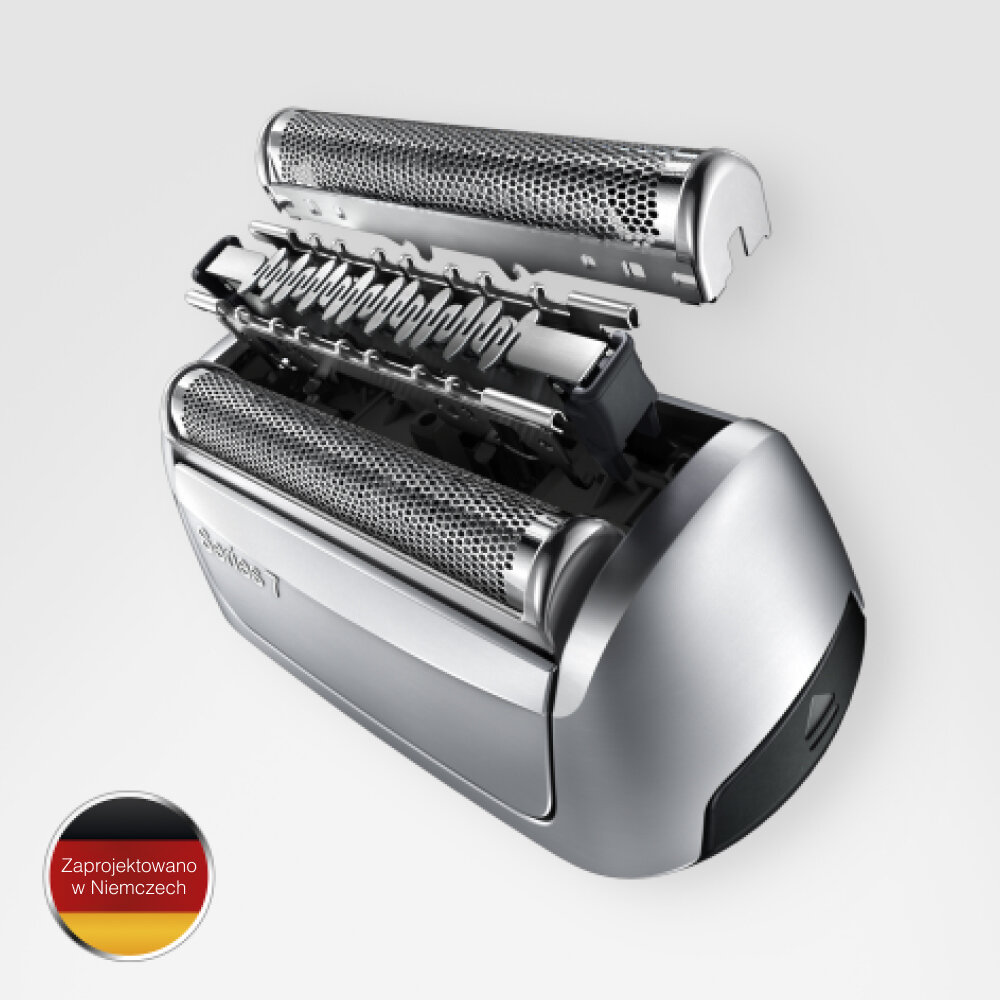 Otwarta głowica golarki z ostrzami.