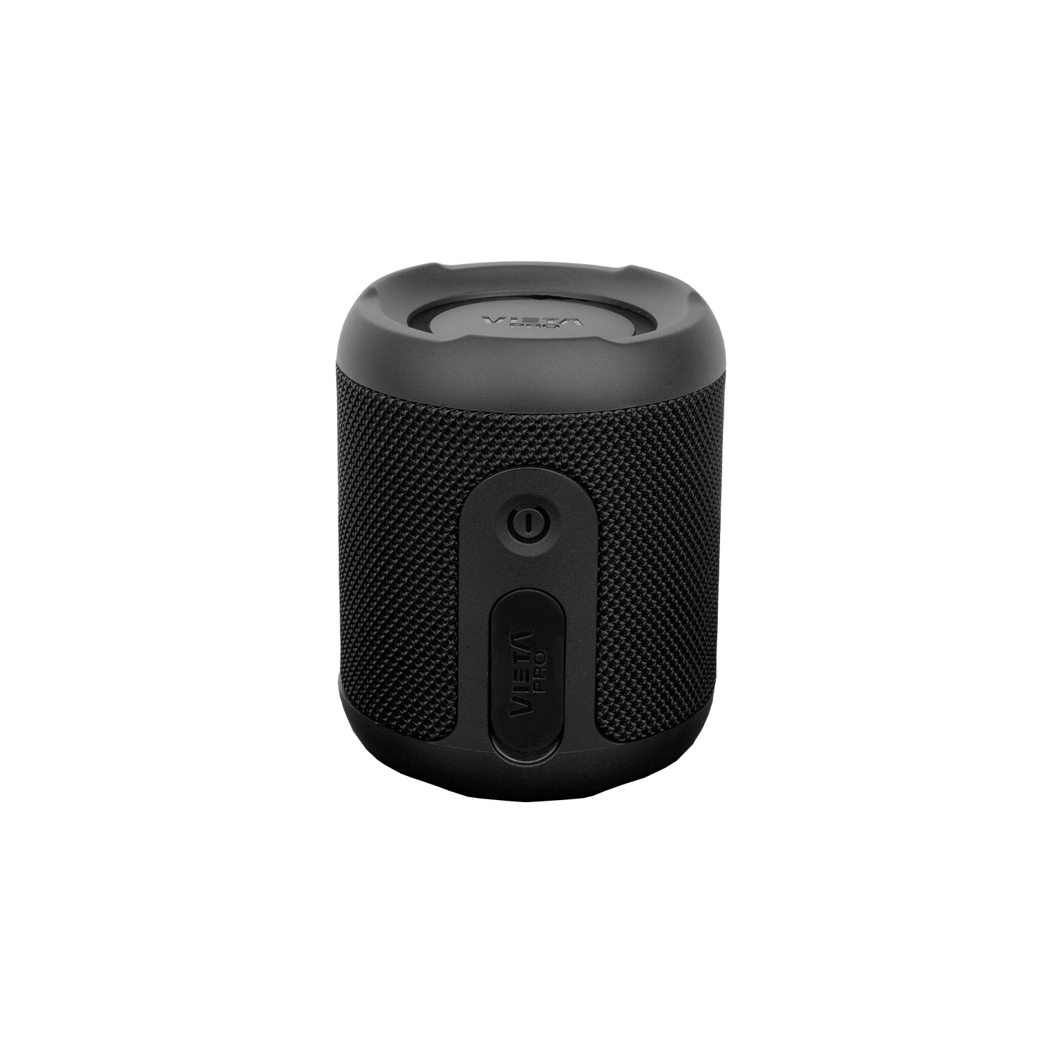 Altavoz portátil negro. El altavoz tiene forma cilíndrica. El texto 'VIETA PRO' es visible.