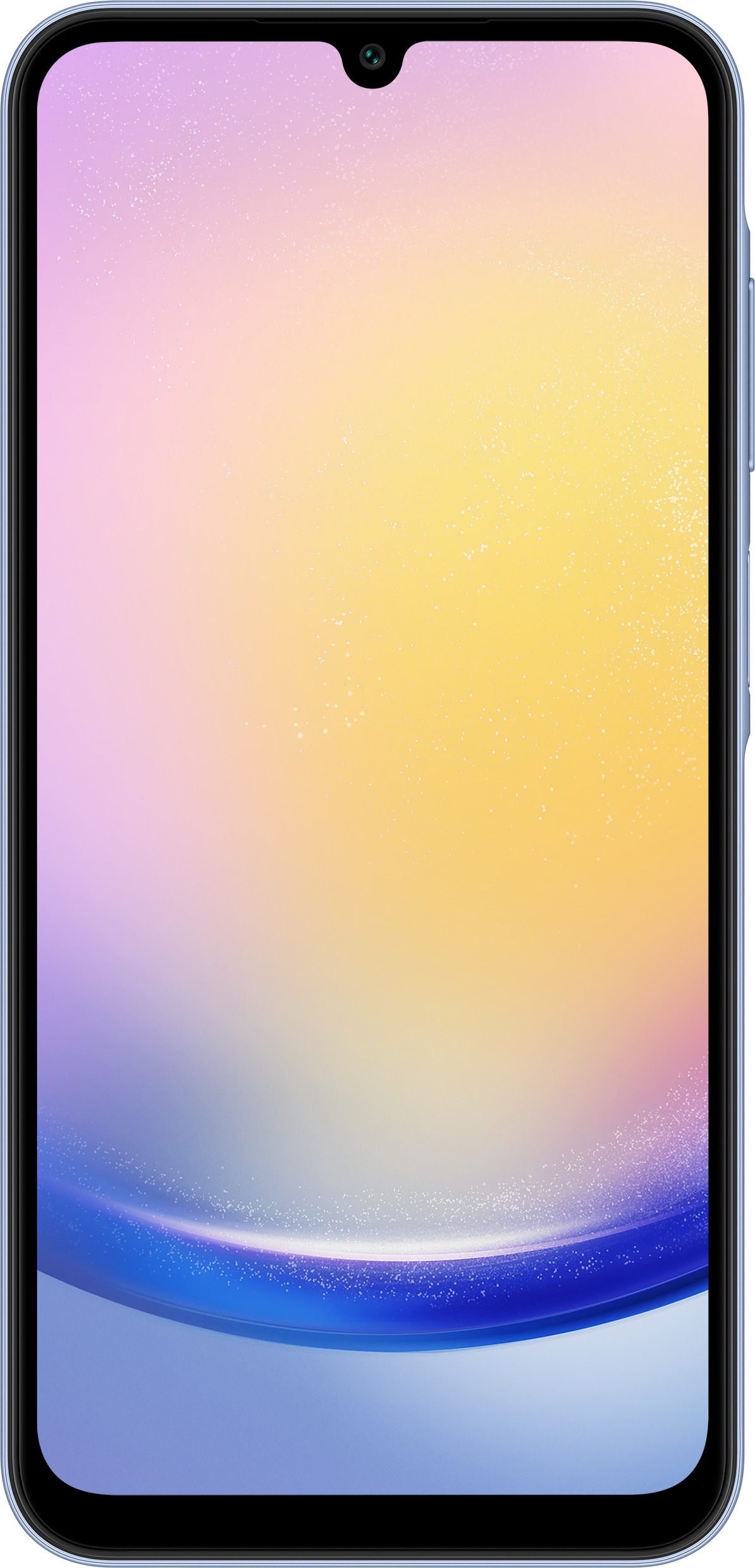 Blaues Smartphone mit Gradienten-Bildschirmanzeige, Vorderansicht.