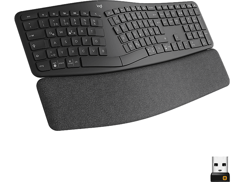 LOGITECH K860 ERGO Kabellose ergonomische Tastatur, DEU (Qwertz), Grafit