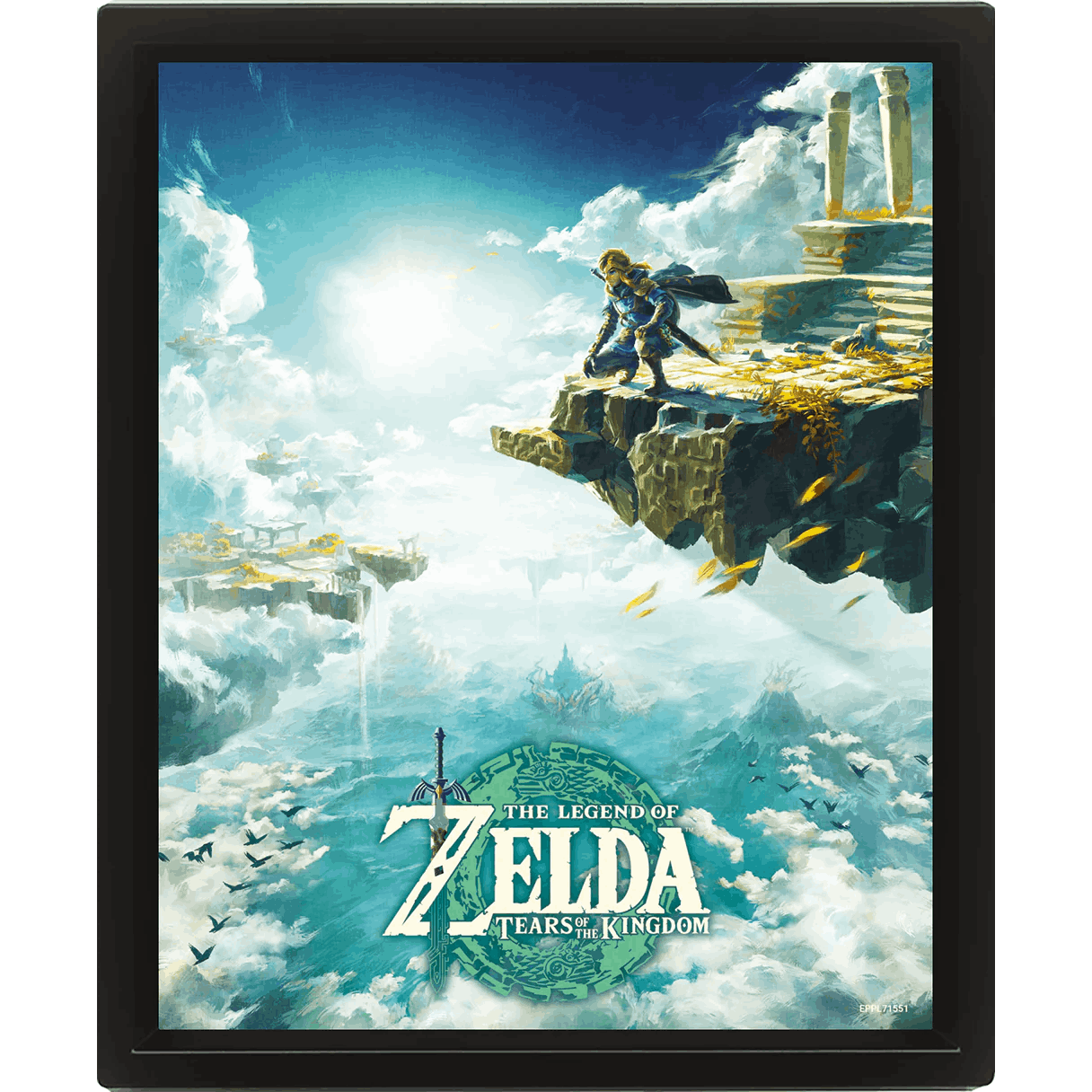 Póster 3D - Pyramid The Legend Of Zelda: Tears Kingdom (Hyrule Skies), Lenticular, 20x26 cm, Enmarcado