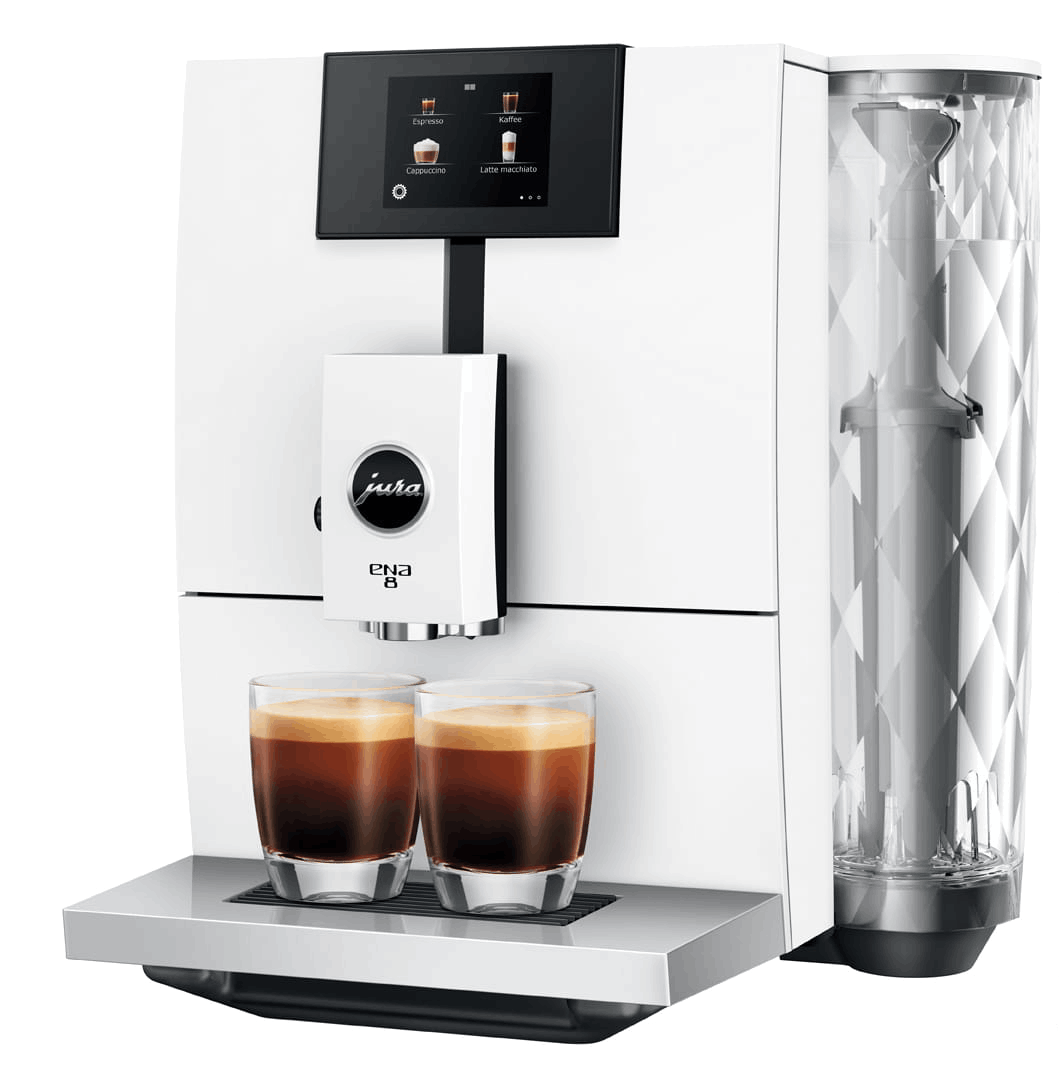 Cafetera superautomática - Jura ENA 8 Full Nordic EC, 15 bar, 1450W, 2 tazas, Espuma fina, Café en grano, Blanco
