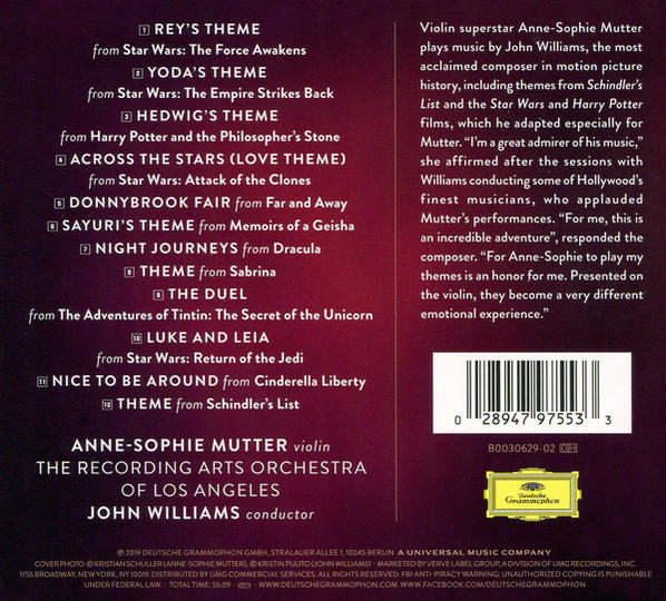 CD-Cover mit Titelliste, Titeln und Texten des Albums 'Anne-Sophie Mutter'.