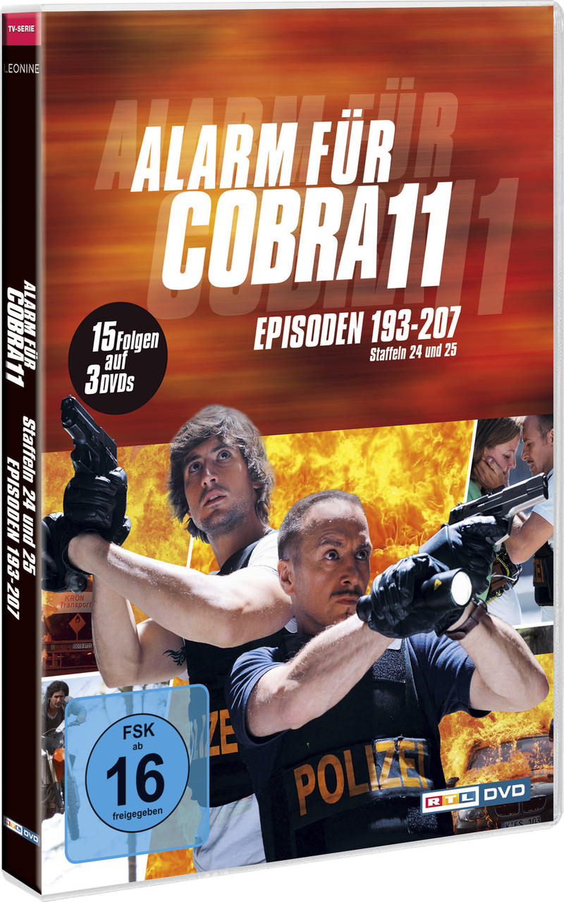 DVD-Hülle von Alarm für Cobra 11, mit zwei Männern, die mit Waffen zielen. Text auf Deutsch.