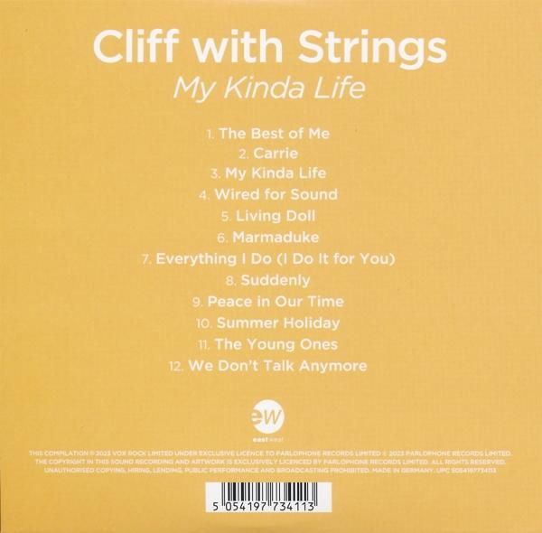 A Cliff with Strings My Kinda Life című albumának borítója. Tartalmaz egy tracklistát.