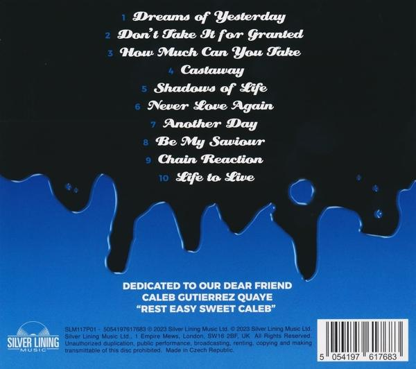 Die Rückseite einer Musik-CD mit Songtiteln und Credits.